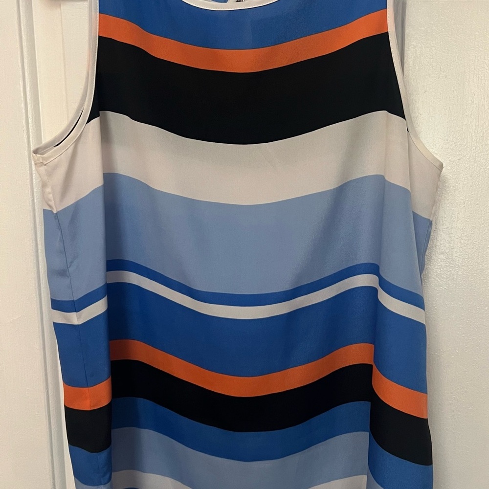 Striped Sleeveless Top in Blue, Black, and Orange